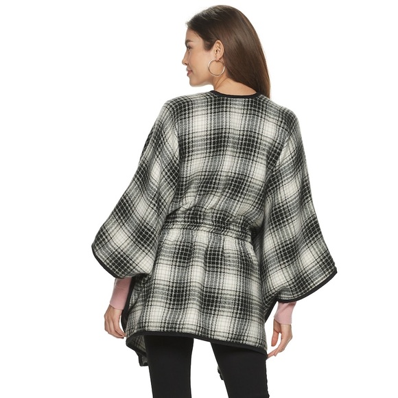 Apt. 9® Ombre Grid Plaid Faux Belt Cape - Picture 2 of 7